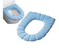 Toilet Covers,5 Pack Bathroom Soft Thicker Warmer Stretchable Washable Cloth Toilet Seat Cover Pads (blue)
