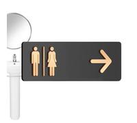 Toilet Directional Sign, Durable Acrylic Material | Black Finish Adhesive Wall Mounted 30x10cm, 40G - This Clear Visual Indicator Is Designed For Use In Commercial Offices