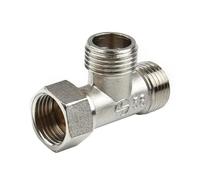 Toilet Diverter Valve Copper T Adapter G1/2" T-Valve for Bath Bidet Sprayer Shower Fitting 4 Points Three-Way Water Pipe for Bathroom Bathtub