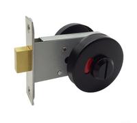 Toilet Door Lock with Clear Occupied/Vacant Indicator and Stainless Steel Build Suitable for Various Settings (Black and Black)