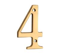 Toilet door sign, 1pc 101mm Metal House Number 4inch Solid Brass Number and Letter Apartment Door Number(4)