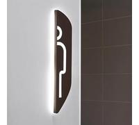 Toilet Door Sign, LED Restroom Sign Wall Mounted Stainless Steel Acrylic Bathroom Sign 40x8cm(B)
