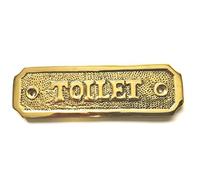 TOILET Door Sign Solid Brass with a Polished Lacquered Finish 10.5 x 3cm comes with Screws ensuite WC toilets Bathroom Loo DSN-4PL