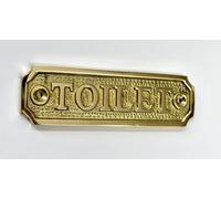 TOILET Door Sign Solid Brass with a Polished Lacquered Finish 11.4 x 3.3cm comes with Screws ensuite WC toilets Bathroom Loo DSN-4PL