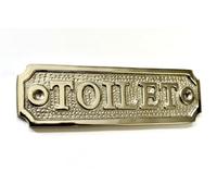 TOILET Door Sign Solid Brass with a Shiny Nickel Plated Finish 11.4 x 3.3cm comes with Screws ensuite WC toilets Loo DSN-4N