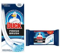 Toilet Duck Fresh Brush with Holder-Toilet Bowl Cleaner Starter Kit [1 Handle + 4 Refills]- with Duck Fresh Brush Refill (12 Flushable Cleaning Pads)