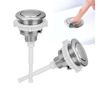 Toilet Flush Button, 2 PCS 38mm Single Press Push Button, Chrome ABS Toilet Cistern Push Buttons, Round Head Flush Replacement Kit for Bathroom Water Tank Repair (Silver)