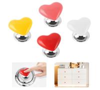 Toilet Flush Button Heart-Shaped, 4pcs Toilet Press Button Replacement, Universal Colorful Plastics Toilet Tank Button Aid for Home Bathroom Decor