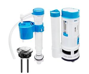 Toilet Flush System Replacement, Adjustable Toilet Cistern Flush Parts Toilets Dual Flushs Valve with Push Button for Drain Valve Repair