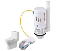 Toilet Flush System Replacement, Toilet Cistern Flush Parts, Dual Flush Valve and Push Button, Adjustable Cable Control for Concealed Cistern, Quick DIY Installation for Water Saving Toilet Systems