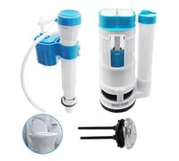 Toilet Flush System Replacement, Wieat Dual Flush Fill Toilet Cistern Kit, Push Button Toilet Flush for Home Bathroom, Adjustable Fill Valve Blue, Suitable for Tank Depth 21-26cm, 7cm Large Button