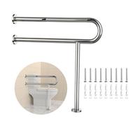 Toilet Grab Bar 31.3 Inch with Leg, YuanDe Chrome Anti-Slip Toilet Handrail, Wall & Floor Mounted Stainless Steel Grab Bar, Knurled Handicap Support Rail for Elderly, Disabled, Pregnant