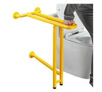 Toilet Grab Bar,Bathroom Toilet Safety Rails Support,Stainless Steel Commode Support Bar Grips with Support Leg,Public Bathrooms Nursing Homes(Yellow,65cm)