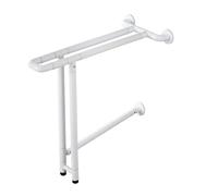 Toilet Grab Bar,Bathroom Toilet Safety Rails Support,Stainless Steel Commode Support Bar Grips with Support Leg,Public Bathrooms Nursing Homes(White,65cm)