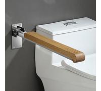 Toilet Grab Bar Foldable Drop Down Toilet Hand Rail, Wood 24-Inch Flip-Up Bathroom Grab Bar Anti-Slip Grip for Elderly, Senior, Disabled Disability Aids, Max Hold 200 Kg