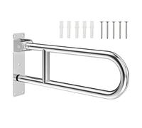 Toilet Grab Bar, Foldable U-Shaped Bathroom Handrail, Space Saving Wall Mounted Support Handle for Elderly & Pregnant, Easy Install Shower Aid