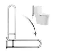 Toilet Grab Bars Bathroom Foldable Handrail Drop Down Toilet Safety Support Rails Wall Mounted Alloy Handicap Grab Bars Rails for Seniors Pregnant Woman,Black（Silver）