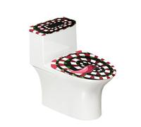 Toilet Lid Cover and Toilet Tank Cover Black Green Geometry Stretch Soft Polyester Washable Dust Covers with Elastic Bottom for Bathroom Fits Most Tanks & Lids (6 Pieces)