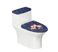 Toilet Lid Cover and Toilet Tank Cover Blue Christmas Dog Stretch Soft Polyester Washable Dust Covers with Elastic Bottom for Bathroom Fits Most Tanks & Lids (6 Pieces)