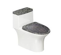 Toilet Lid Cover and Toilet Tank Cover Brick Gray Stone Stretch Soft Polyester Washable Dust Covers with Elastic Bottom for Bathroom Fits Most Tanks & Lids (6 Pieces)