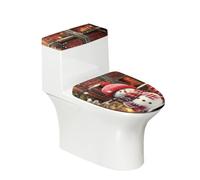 Toilet Lid Cover and Toilet Tank Cover Brown Red Christmas Stretch Soft Polyester Washable Dust Covers with Elastic Bottom for Bathroom Fits Most Tanks & Lids (6 Pieces)