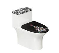 Toilet Lid Cover and Toilet Tank Cover Christmas Tree Black Stretch Soft Polyester Washable Dust Covers with Elastic Bottom for Bathroom Fits Most Tanks & Lids (6 Pieces)
