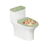 Toilet Lid Cover and Toilet Tank Cover Cute Green Dog Stretch Soft Polyester Washable Dust Covers with Elastic Bottom for Bathroom Fits Most Tanks & Lids (6 Pieces)