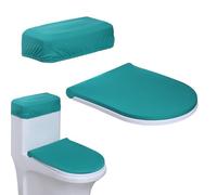 Toilet Lid Cover and Toilet Tank Cover,Elastic Edges, Soft Bathroom Covers for Standard Oblong Round Elongated Bath Room Bowl Lids, Washable (Green)