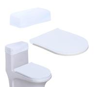 Toilet Lid Cover and Toilet Tank Cover,Elastic Edges, Soft Bathroom Covers for Standard Oblong Round Elongated Bath Room Bowl Lids, Washable (White)