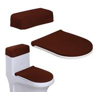 Toilet Lid Cover and Toilet Tank Cover,Elastic Edges, Soft Bathroom Covers for Standard Oblong Round Elongated Bath Room Bowl Lids, Washable (Coffee)