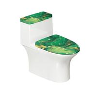 Toilet Lid Cover and Toilet Tank Cover Golden Star Green Stretch Soft Polyester Washable Dust Covers with Elastic Bottom for Bathroom Fits Most Tanks & Lids (6 Pieces)