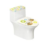 Toilet Lid Cover and Toilet Tank Cover Green Flower Bees Stretch Soft Polyester Washable Dust Covers with Elastic Bottom for Bathroom Fits Most Tanks & Lids (6 Pieces)