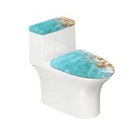 Toilet Lid Cover and Toilet Tank Cover Green Yellow Starfish Stretch Soft Polyester Washable Dust Covers with Elastic Bottom for Bathroom Fits Most Tanks & Lids (6 Pieces)