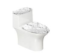 Toilet Lid Cover and Toilet Tank Cover Grey White Marble Stretch Soft Polyester Washable Dust Covers with Elastic Bottom for Bathroom Fits Most Tanks & Lids (6 Pieces)