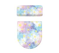 Toilet Lid Cover and Toilet Tank Cover Pink Purple Stars Stretch Soft Polyester Washable Dust Covers with Elastic Bottom for Bathroom Fits Most Tanks & Lids (6 Pieces)