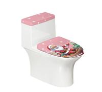 Toilet Lid Cover and Toilet Tank Cover Pink Santa Claus Stretch Soft Polyester Washable Dust Covers with Elastic Bottom for Bathroom Fits Most Tanks & Lids (6 Pieces)