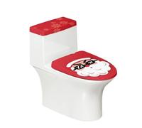 Toilet Lid Cover and Toilet Tank Cover Red Santa Claus Stretch Soft Polyester Washable Dust Covers with Elastic Bottom for Bathroom Fits Most Tanks & Lids (6 Pieces)
