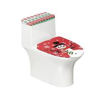 Toilet Lid Cover and Toilet Tank Cover Red Snowman Stretch Soft Polyester Washable Dust Covers with Elastic Bottom for Bathroom Fits Most Tanks & Lids (6 Pieces)