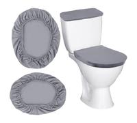 Toilet Lid Cover and Toilet Tank Cover, Universal Grey Toilets Seat Covers with Elastic Bottom Fabric Covers for Bathroom Decoration
