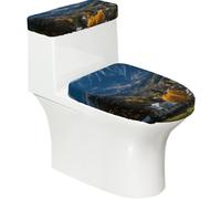 Toilet Lid Cover Set Elasticity Soft Smooth Fashion Decorate Durable with Exquisite Autumn Mountains Print