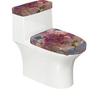 Toilet Lid Cover Set Elasticity Soft Smooth Fashion Decorate Durable with Exquisite Beneath the Cherry Blossoms Print