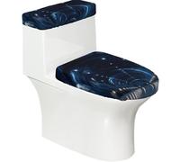 Toilet Lid Cover Set Elasticity Soft Smooth Fashion Decorate Durable with Exquisite Blue Corridor Print