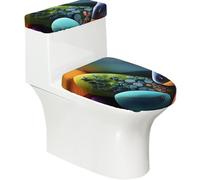 Toilet Lid Cover Set Elasticity Soft Smooth Fashion Decorate Durable with Exquisite Coloured Stones Print