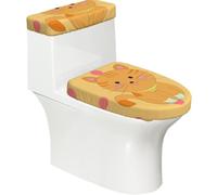Toilet Lid Cover Set Elasticity Soft Smooth Fashion Decorate Durable with Exquisite Cute Cartoon Kitten Print