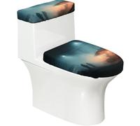 Toilet Lid Cover Set Elasticity Soft Smooth Fashion Decorate Durable with Exquisite Dim Night Market Print