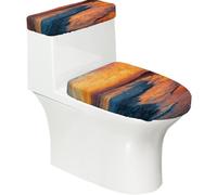 Toilet Lid Cover Set Elasticity Soft Smooth Fashion Decorate Durable with Exquisite Dusk Beach Print
