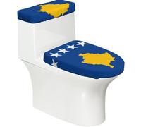 Toilet Lid Cover Set Elasticity Soft Smooth Fashion Decorate Durable with Exquisite Flag of Kosovo Print