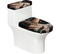 Toilet Lid Cover Set Elasticity Soft Smooth Fashion Decorate Durable with Exquisite Guitar Performance Print