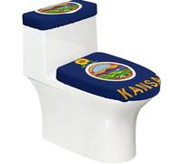 Toilet Lid Cover Set Elasticity Soft Smooth Fashion Decorate Durable with Exquisite Kansas State Flag Print