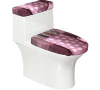 Toilet Lid Cover Set Elasticity Soft Smooth Fashion Decorate Durable with Exquisite Pink Stationery Desk Print